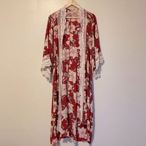 Red floral kimono